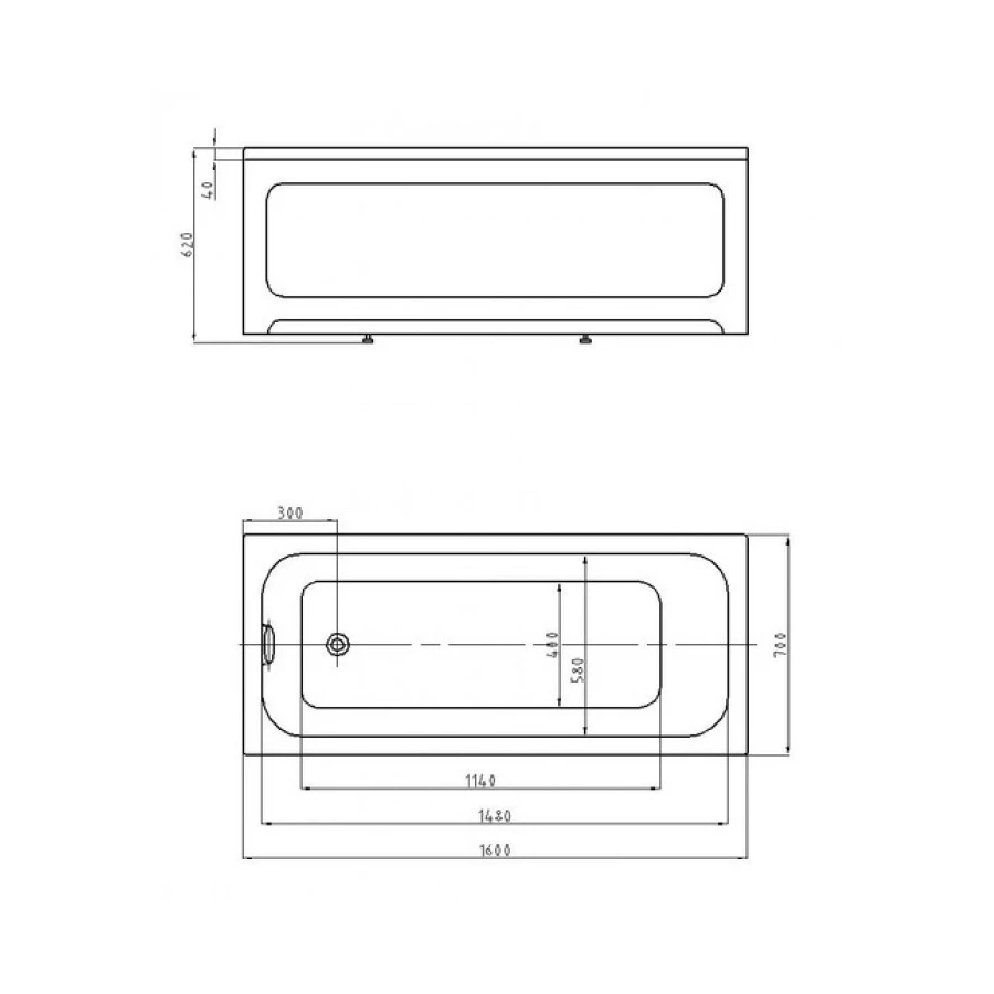 Ванна акриловая Azario Bella прямоугольная AV.0020160 160x70 см