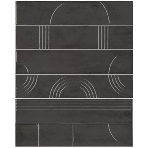 Плитка настенная Kerama Marazzi Мажорель Панно из 6 частей 6х28,5 глянцевое черное KMP3STA009RN6X 36x28,5 см