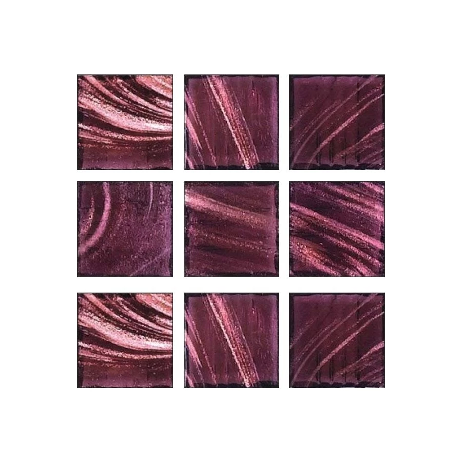 Стеклянная мозаика Rose Mosaic Gold Star сетка 2x2 глянцевая бордовая G43(5) 32,7х32,7 см