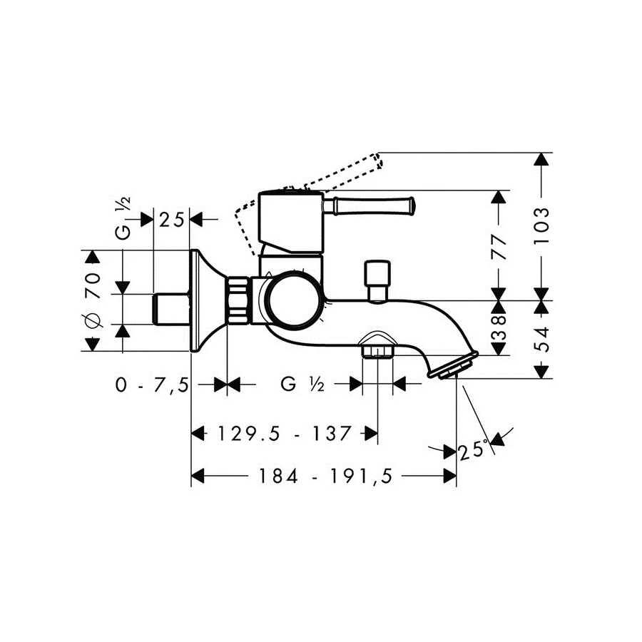 Смеситель для ванны Hansgrohe Talis Classic однорычажный керамический картридж хром 14140000