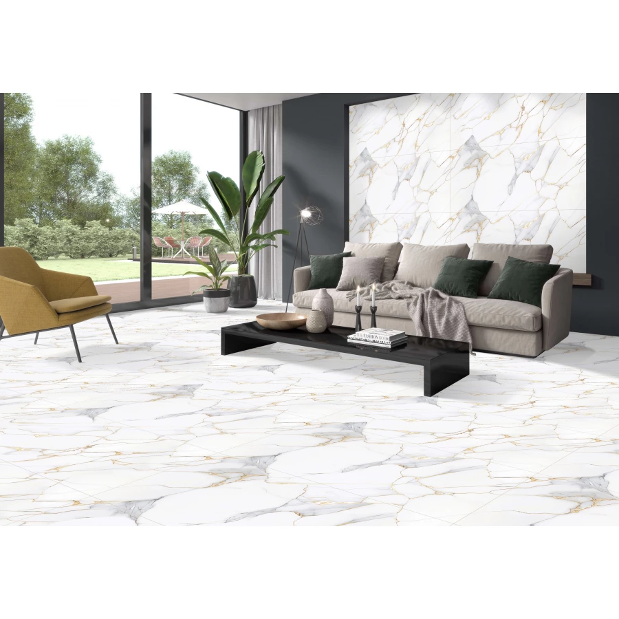 Керамогранит lamore Ceramic Carving 60х120 Costa Gold матовый карвинг белый 60/120-018 120х60 см