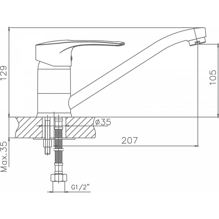 Смеситель Cron для кухни хром CN4266-2