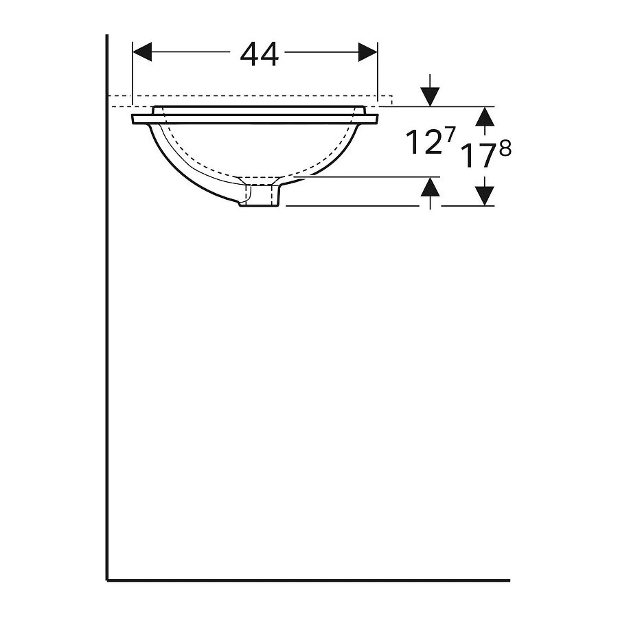 Раковина с установкой под столешницу Geberit VariForm прямоугольной формы Т1=45х35 см 500.760.01.2