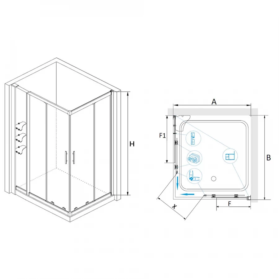 Душевой уголок RGW HO-43 HO-31 + Z-42 Прозрачное 03064392-11 90х120 см