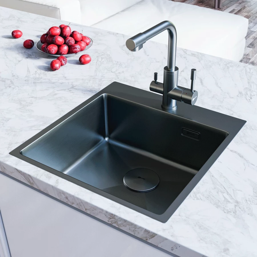 Кухонная мойка Lemark Janga 490 прямоугольная из нержавеющей стали графит 9936107