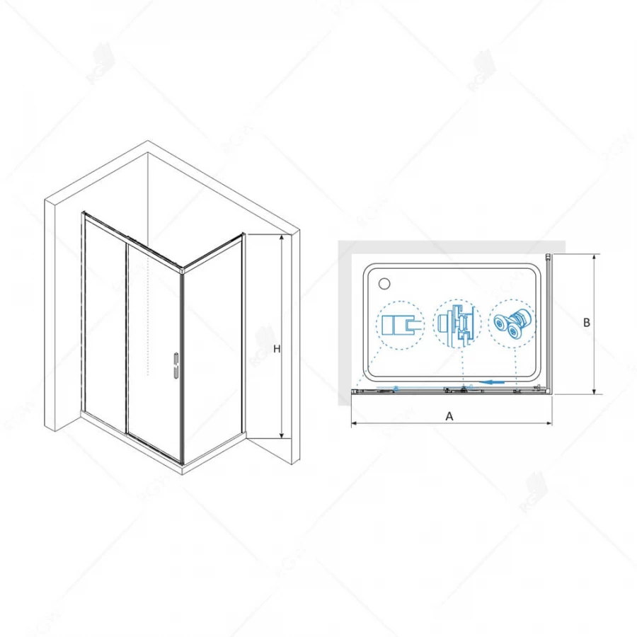 Душевой уголок RGW LE-41 LE-12 + Z-050-2 Прозрачное 34124174-011 140х70 см