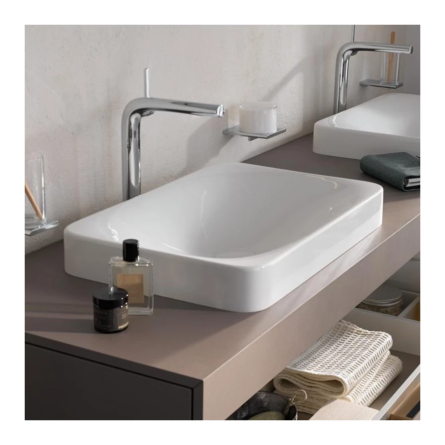 Керамический встраиваемый умывальник Keuco Edition 400 без отверстия под смеситель белый 31570317500 600*75 мм