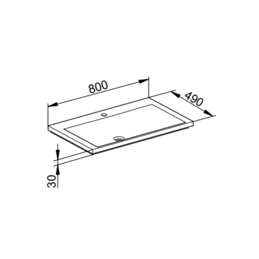 Умывальник из минерального литья Keuco Royal reflex для смесителей на 1 отверстие в комплекте с системой слива перелива Clou 34061318001 800х490х80 мм