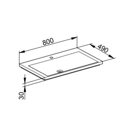 Умывальник из минерального литья Keuco Royal reflex для смесителей на 1 отверстие в комплекте с системой слива перелива Clou 34061318001 800х490х80 мм