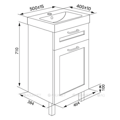 Тумба с умывальником напольная Iddis белая/под дерево New Sena NSE50W1i95K 50,5х96 см