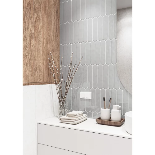 Плитка настенная Smile Tile Пикет Григио / Picket Grigio глянцевая серая 81262492 30х7,5 см