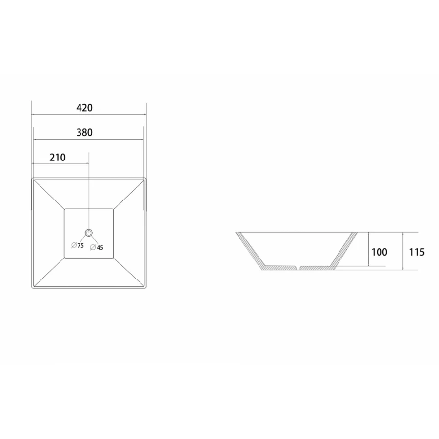 Раковина накладная Abber Rechteck черная матовая AC2214MB