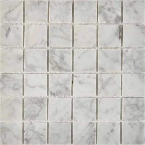 Мозаика Pixel mosaic Мрамор Bianco carrara чип 48х48 мм сетка Полированная Pix 238 30,5х30,5 см