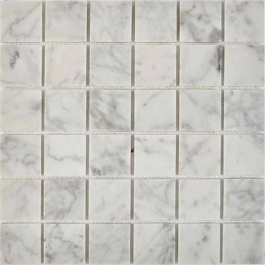 Мозаика Pixel mosaic Мрамор Bianco carrara чип 48х48 мм сетка Полированная Pix 238 30,5х30,5 см