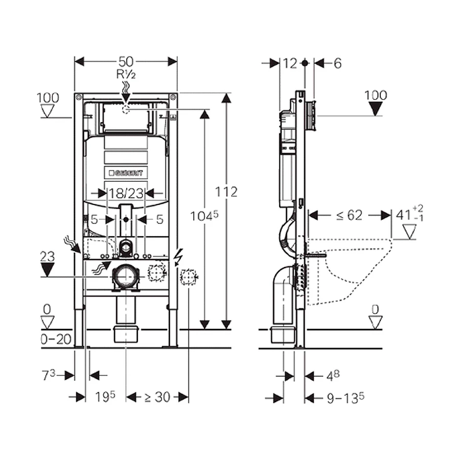 Инсталляция для унитаза Geberit Duofix Omega h112 111.060.00.1