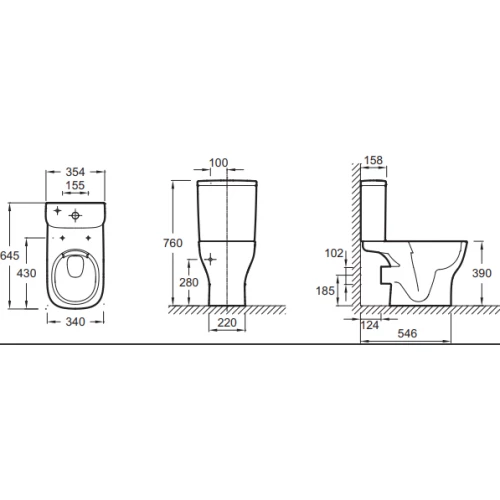 Чаша унитаза-компакта Jacob Delafon Struktura безободковая UJX102-00