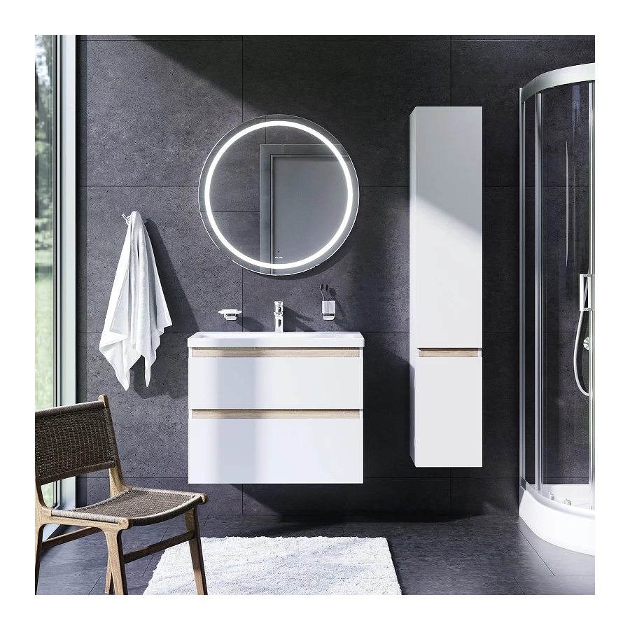 Универсальное зеркало Am Pm X-Joy с контурной LED-подсветкой ИК сенсором круглое M85AMOX0801WG 80 см