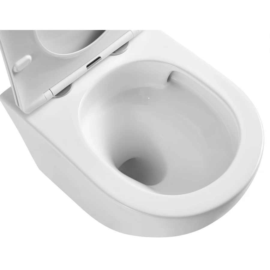Унитаз подвесной Azario Teramo безободковый с системой антивсплеск торнадо в комплекте с сидением микролифт AZ-0053-UQ 51.5х36х36 см