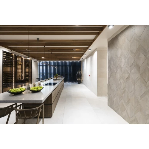 Плитка настенная Porcelanosa Гент 3Д Силвер Диамонд / Gent 3D Silver Diamond матовая серая 100337356 150х59,6 см