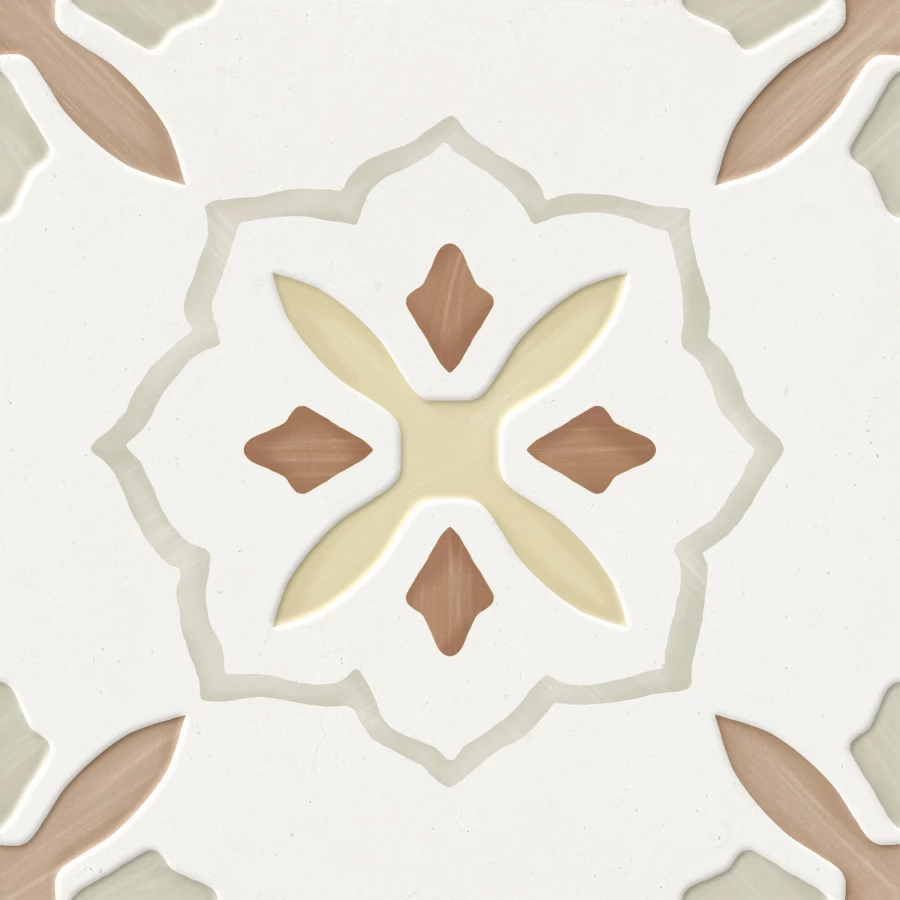 Керамогранит Harmony Peronda Llevant Clay Cross LT матовый бело-коричневый 3386040461 22,3х22,3 см