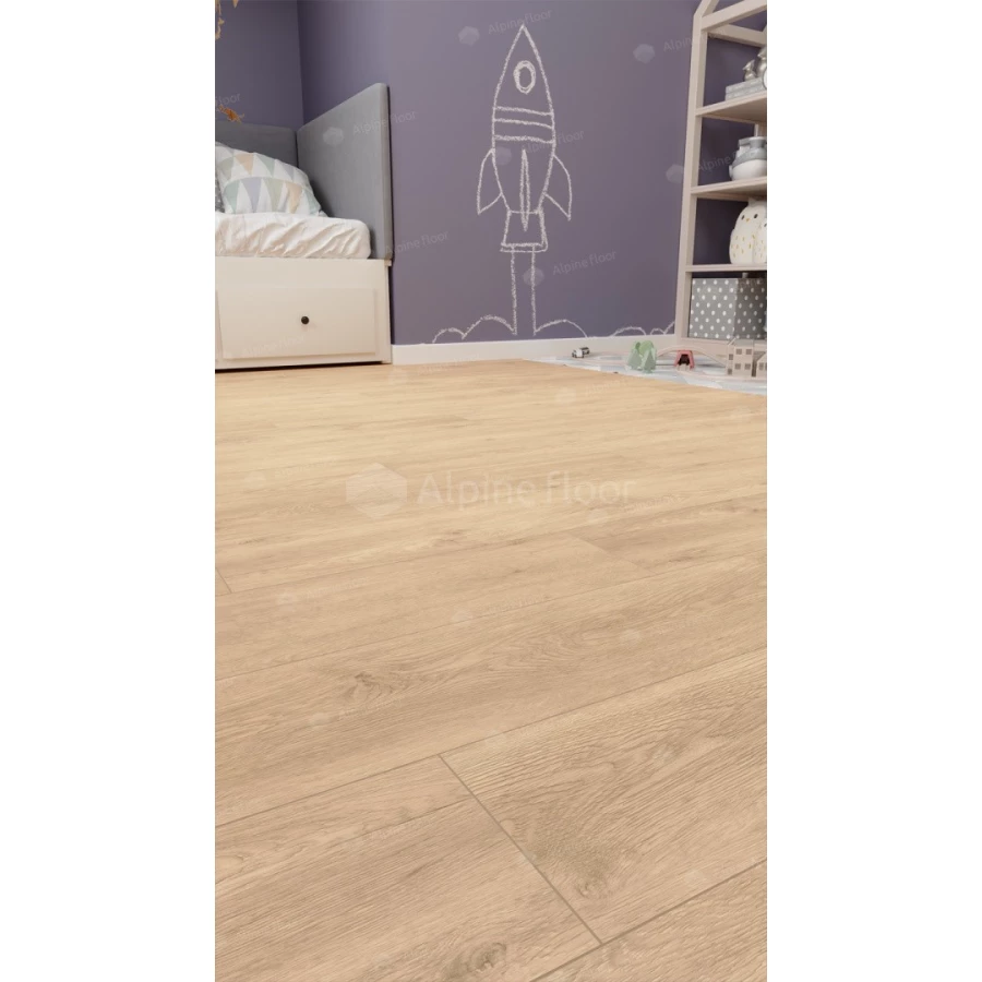 Каменный SPC ламинат Alpine Floor Classic синхронное тиснение Дуб Ваниль Селект ECO 106-3 43 класс 4 мм 2.23 кв.м 122х18.3 см