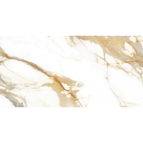 Керамогранит ALMA Ceramica Calacatta Oro лаппатированный белый 7,5 мм GFA114CLR04L 114х57 см