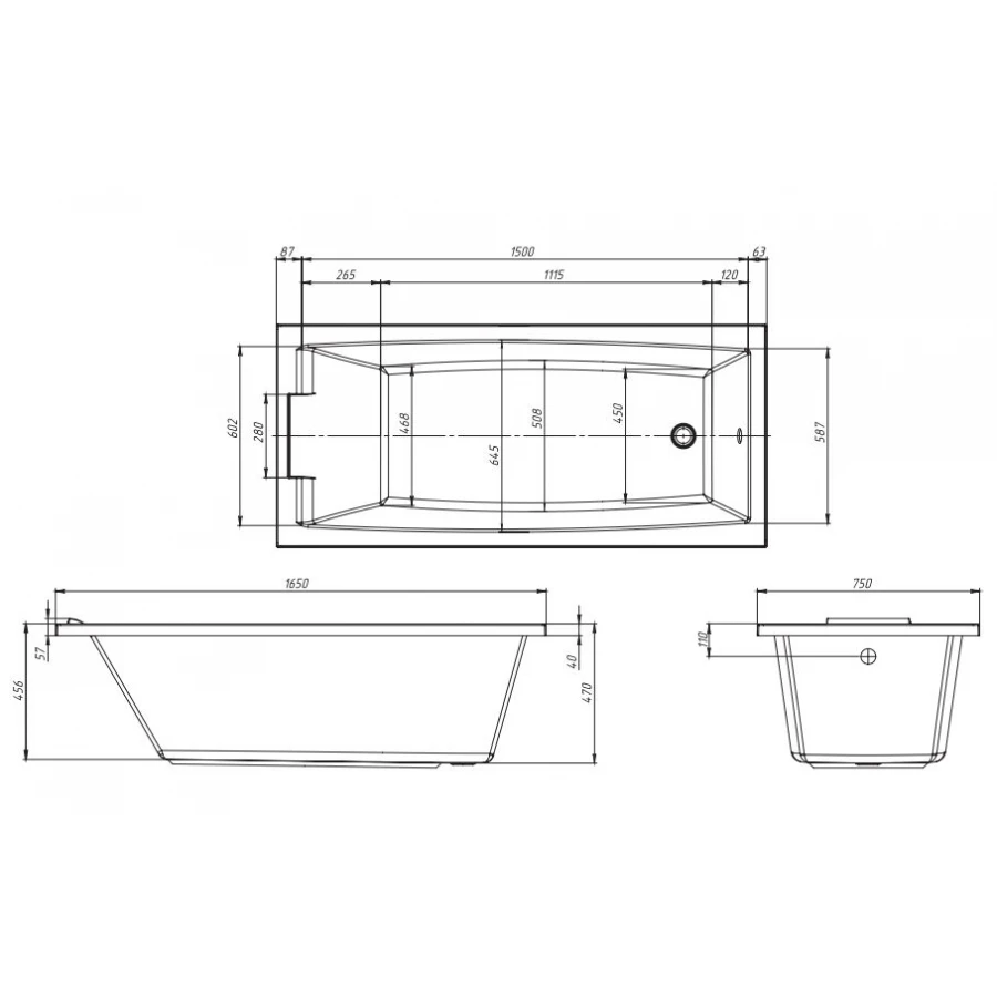 Акриловая ванна Creto Elite белая 11-16575 165х75 см