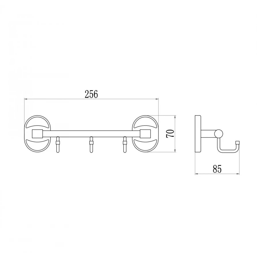 Планка с крючками Savol 3 крючка S-008203-1