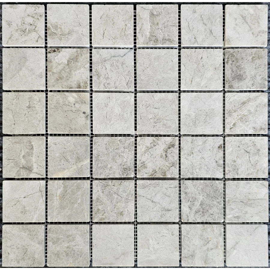Мозаика Pixel mosaic Мрамор Tundra Grey чип 48х48 мм сетка Полированная PIX 332 30,5х30,5 см