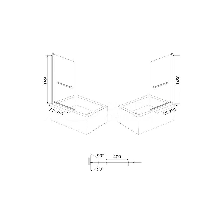 Шторка на ванну Iddis Slide SLI5BS7i90 75х145 см
