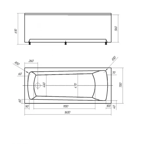 Ванна акриловая Aquatek Либра new LIB160N-0000019 160x70 см