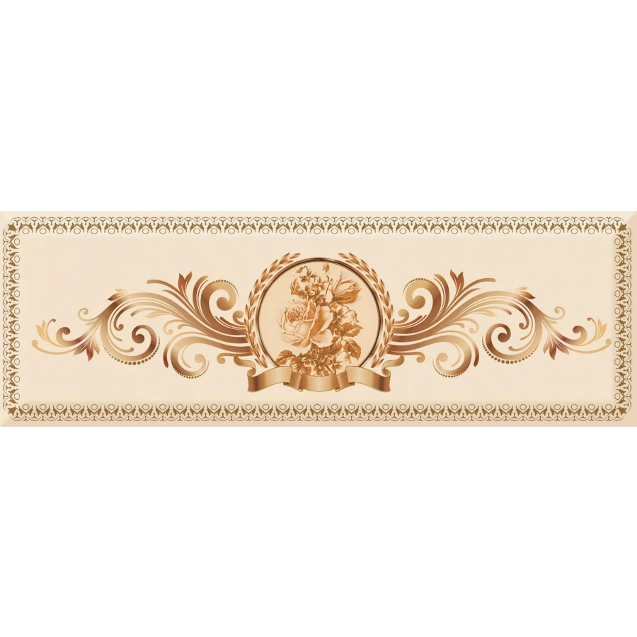 Плитка настенная Absolut Keramika Monocolor Decor Medallion Flower глянцевая бежевая 02 AK1048 30х10 см