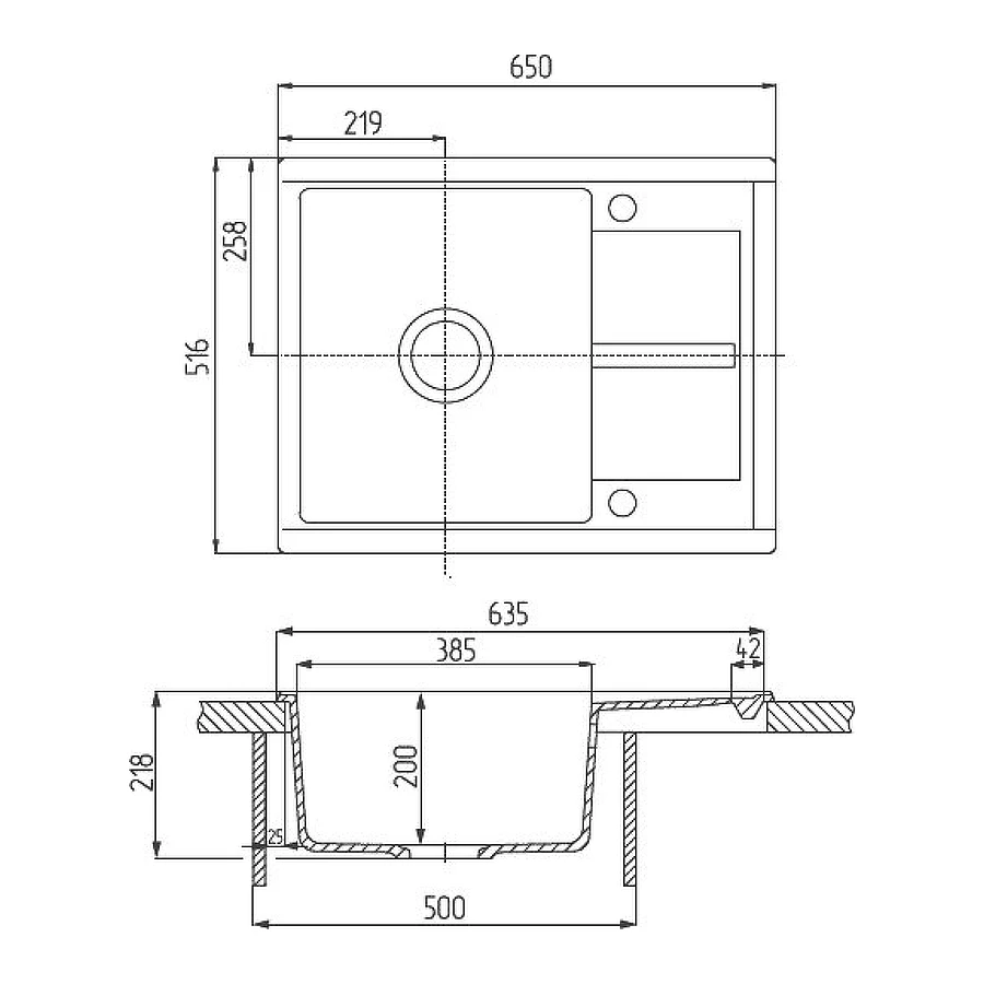 Мойка для кухни Aquaton Делия 65 графит 1A718632DE210