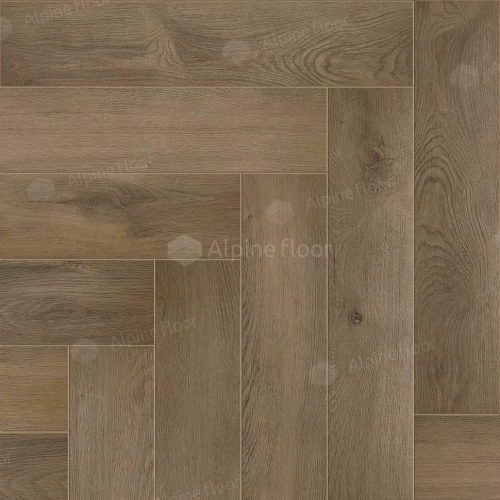 Каменный SPC ламинат Alpine Floor Parquet Light синхронное тиснение Дуб Насыщенный ЕСО 13-7 43 класс 4 мм 1.95 кв.м 60х12.5 см