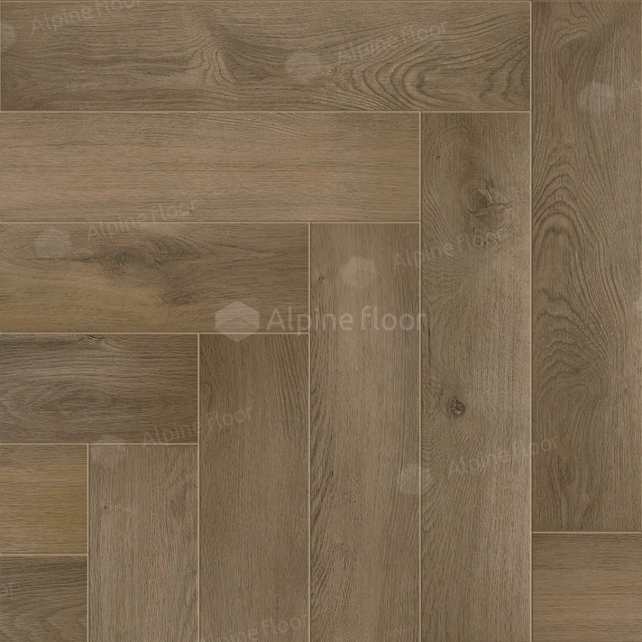 Каменный SPC ламинат Alpine Floor Parquet Light синхронное тиснение Дуб Насыщенный ЕСО 13-7 43 класс 4 мм 1.95 кв.м 60х12.5 см
