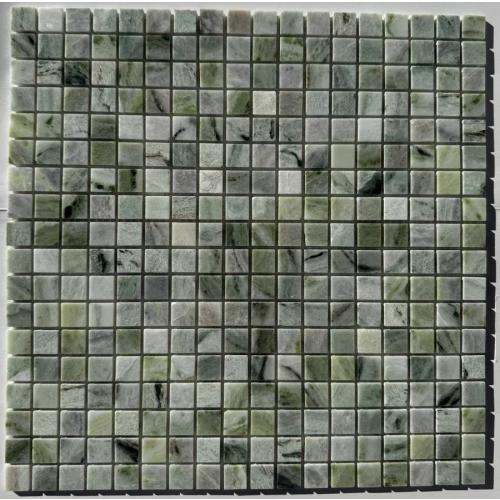 Мозаика Pixel mosaic Мрамор Jet Green чип 15х15 мм сетка Полированная Pix 312 30,5х30,5 см