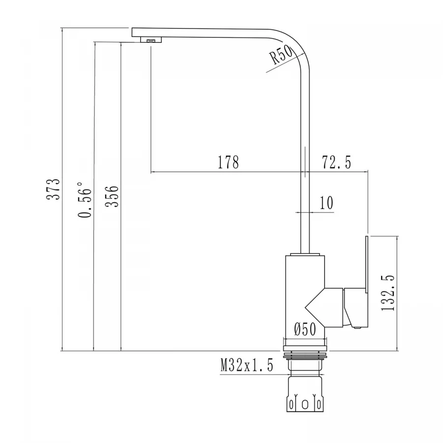 Смеситель для кухни 35k MixLine MLSS-0324 плоский излив 542375 сатин