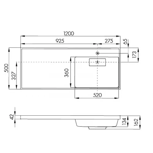 Раковина Aquaton Лондри белая левая 1A72843KLH01L 120х50 см