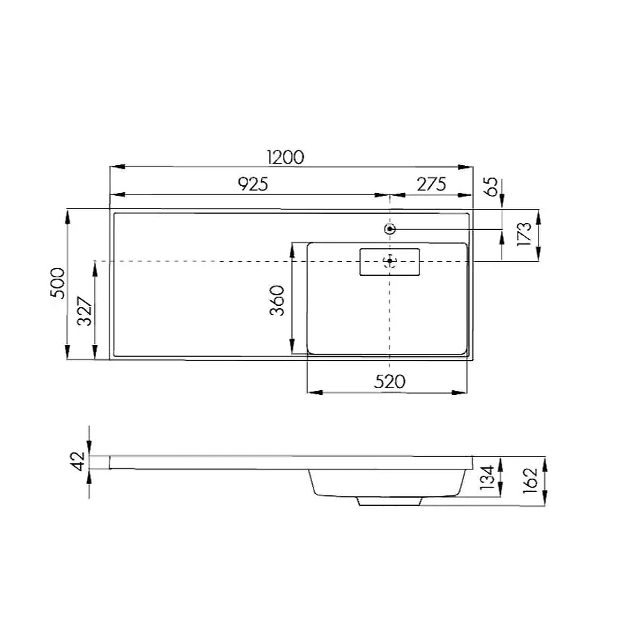 Раковина Aquaton Лондри белая левая 1A72843KLH01L 120х50 см