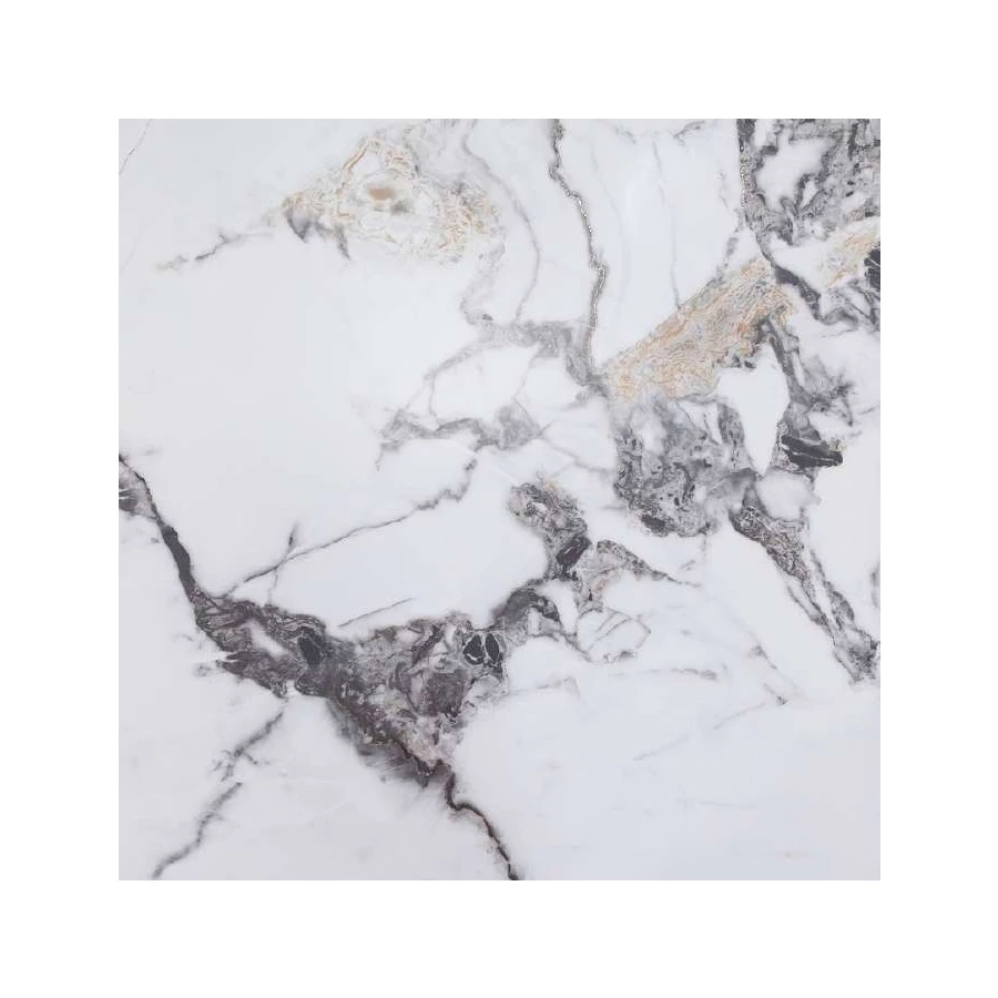 Керамогранит Planet Ceramics UK-888 глянцевый с золотом бело-черный 80х80 см