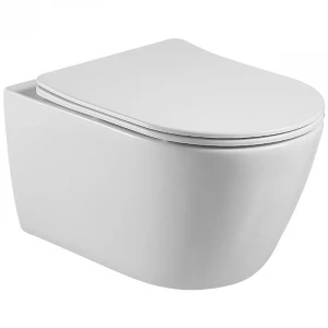 Унитаз подвесной безободковый Aquatek Бетта тонкое сиденье с механизмом плавного закрывания крепеж AQ1253W-00 53,1х36х34,4 см