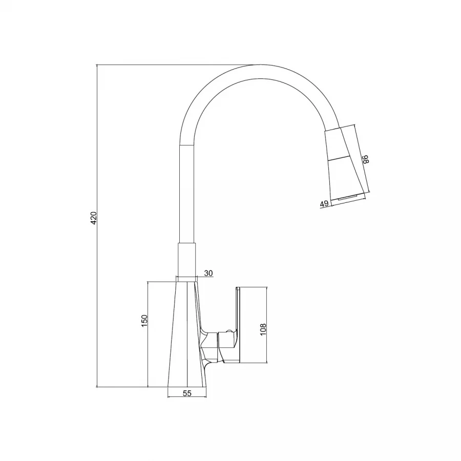 Смеситель Haiba для кухни с гибким изливом и режимом душ черный HB73823-7