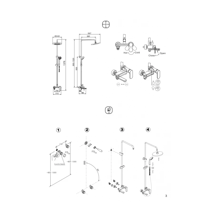 Душевой уголок Bravat Drop без поддона две раздвижные двери BS100.1200A 100х200 см