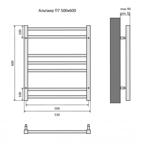 Полотенцесушитель водяной Aquatek Альтаир П7 AQ KK0760BL 50х60 см