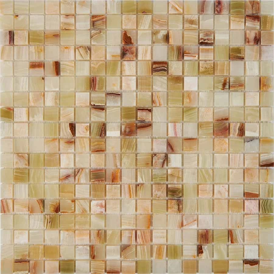 Мозаика Pixel mosaic Оникс White onyx чип 15x15 мм сетка Полированная Pix 200 30,5х30,5 см