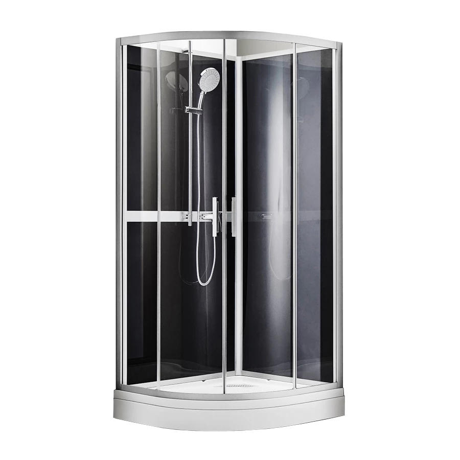 Душевое ограждение Azario Denver прозрачное стекло 4 мм easy clean задняя панель черная цвет профиля серый AZ-N10812 900 90х90х200 см