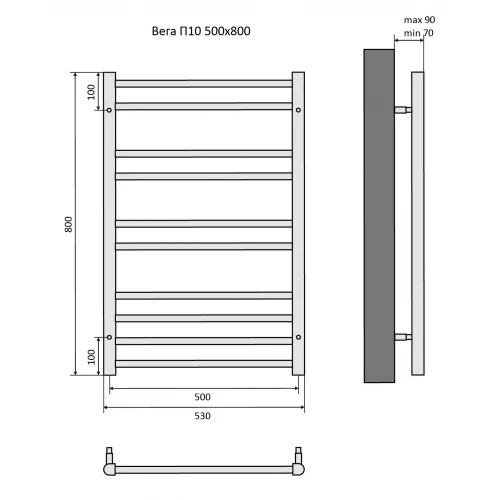Полотенцесушитель водяной Aquatek Вега П10 AQ DR1080BL 50х80 см