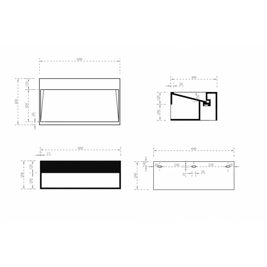Тумба с раковиной Abber Stein подвесная белая матовая AS2645-0.6 60x28 см