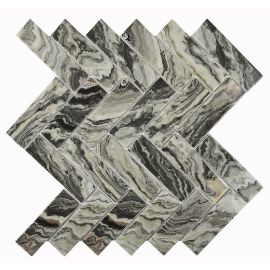 Мозаика Bonaparte Стеклянная мозаика Hadar Grey 98х30 глянцевая серая 28,6х26,8 см