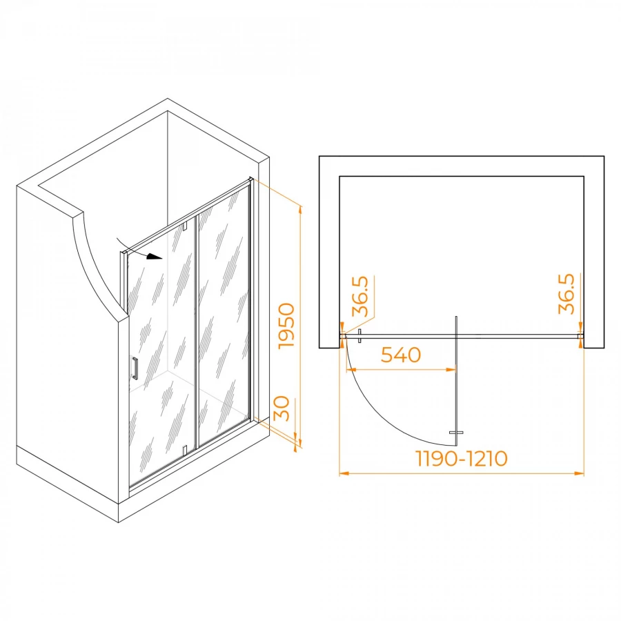 Душевая дверь RGW LE-103B Прозрачное 1200 711210312-14 120х195 см